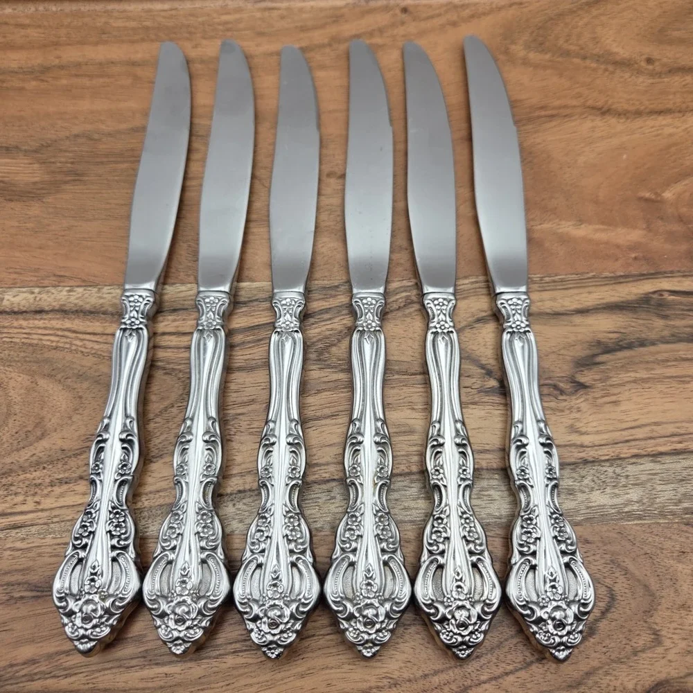 Set Of‎ 6 Oneida Michelangelo Cube Heirloom Stainless Steel 18/10 Dinner Knives